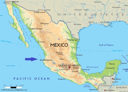 Mexico-map met pijl